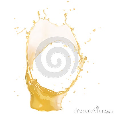 Dynamic high bright splash of orange juice. Vector Cartoon Illustration